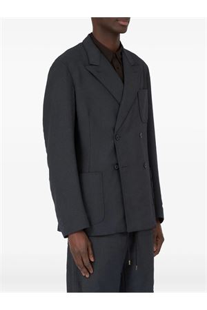 Giacca doppiopetto in lana blu scuro MAISON MARGIELA | S50BN0539M35535511M